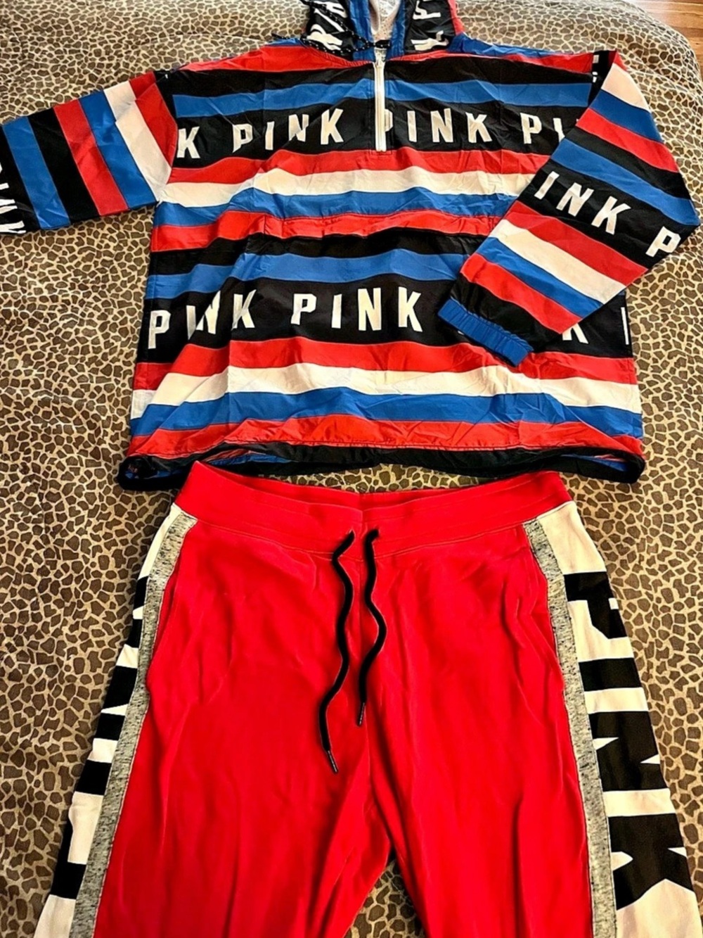 Vintage PINK Striped Hoodie & Jogger Set